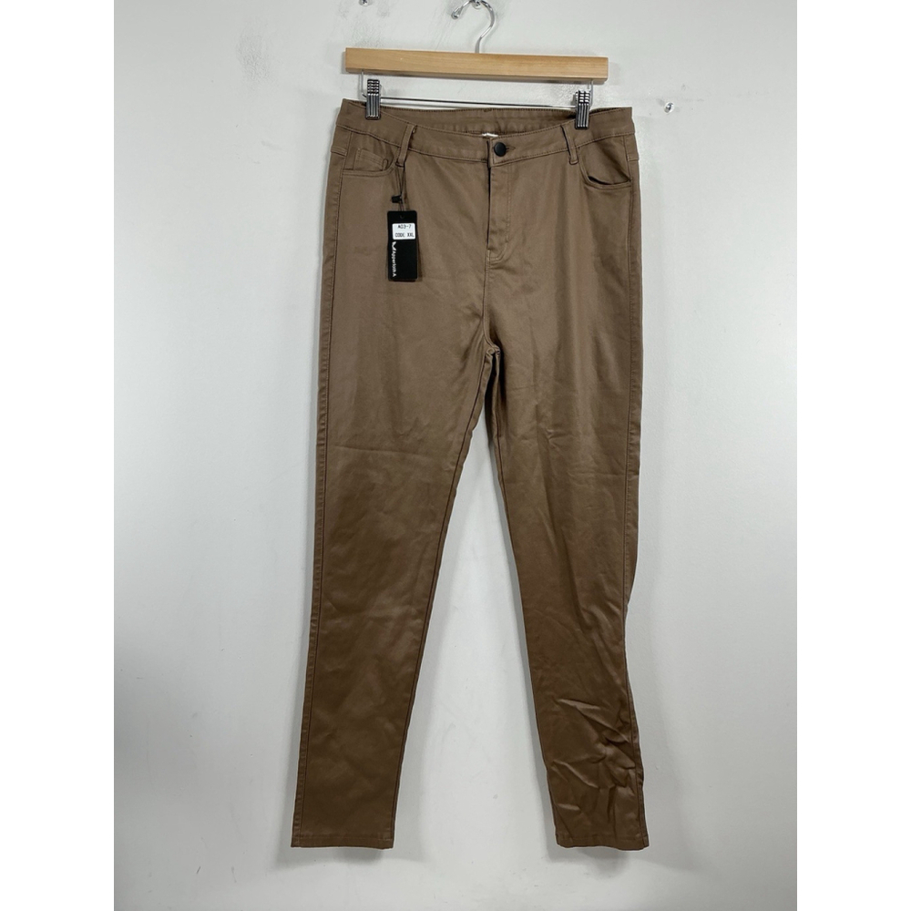 Womans NWT Apperloth A Brown Faux Leather Pants XXL (Waist Measures 31 Inches)